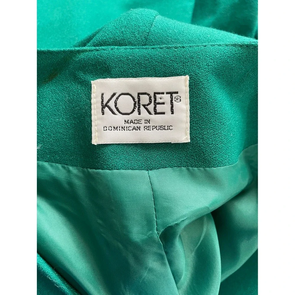 VTG Koret Women Skirt Suit Sz 12 Green Wool Blend Embroidered Crest 80's‎ Career
